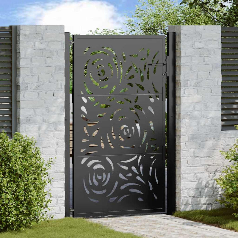 Load image into Gallery viewer, Vidaxl poort met vlamontwerp 100x150 cm staal zwart
