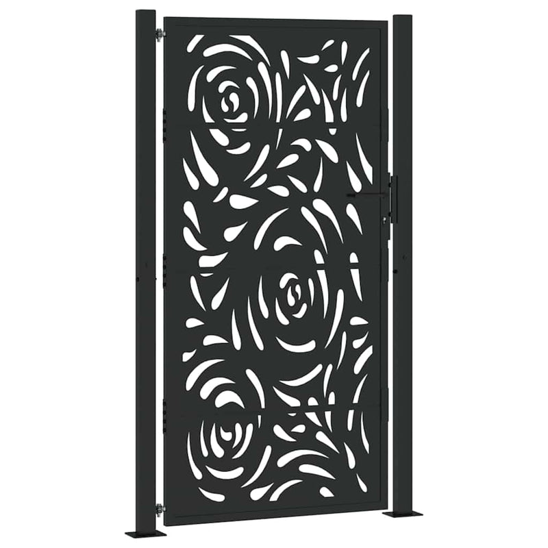 Load image into Gallery viewer, Vidaxl poort met vlamontwerp 100x175 cm staal zwart
