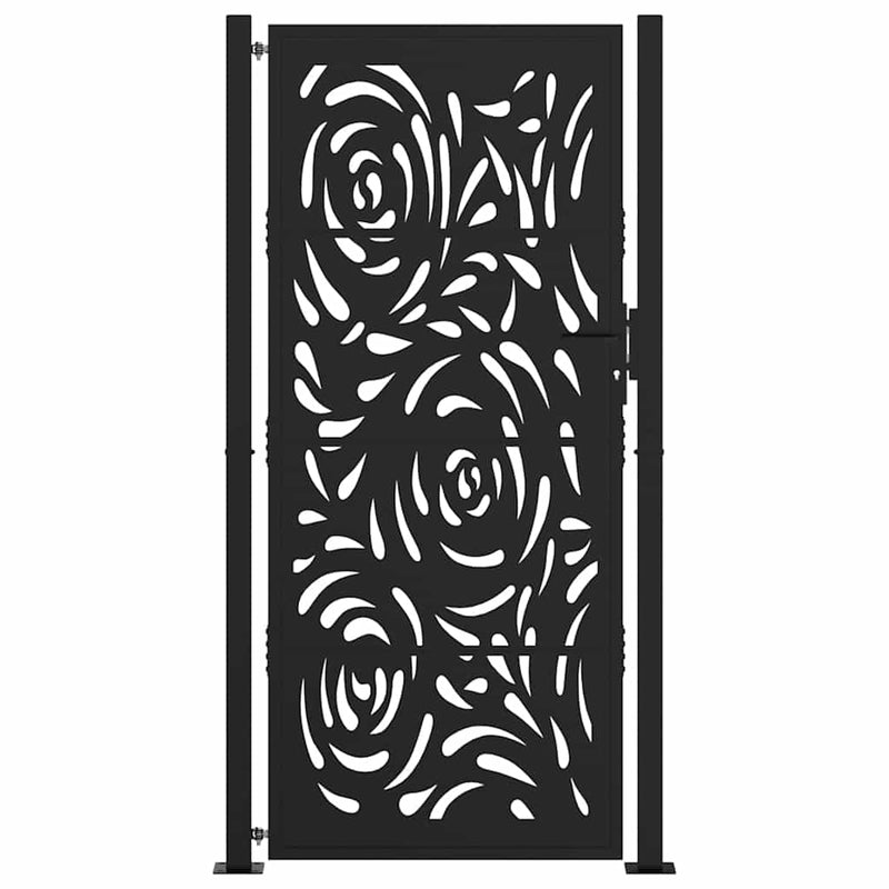 Load image into Gallery viewer, Vidaxl poort met vlamontwerp 100x200 cm staal zwart

