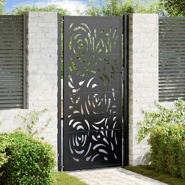 Vidaxl poort met vlamontwerp 100x200 cm staal zwart