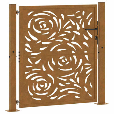 Vidaxl poort met vlamontwerp 100x100 cm weervast staal
