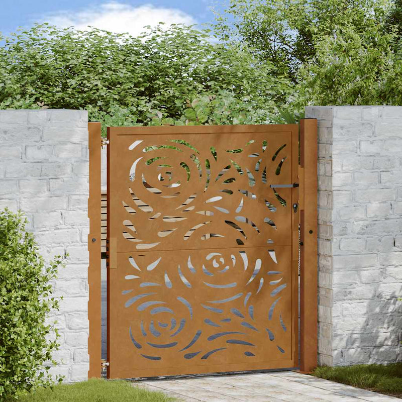 Load image into Gallery viewer, Vidaxl poort met vlamontwerp 100x100 cm weervast staal
