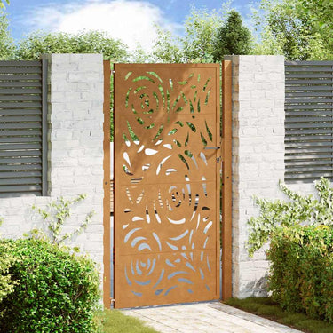 Vidaxl poort met vlamontwerp 100x175 cm weervast staal