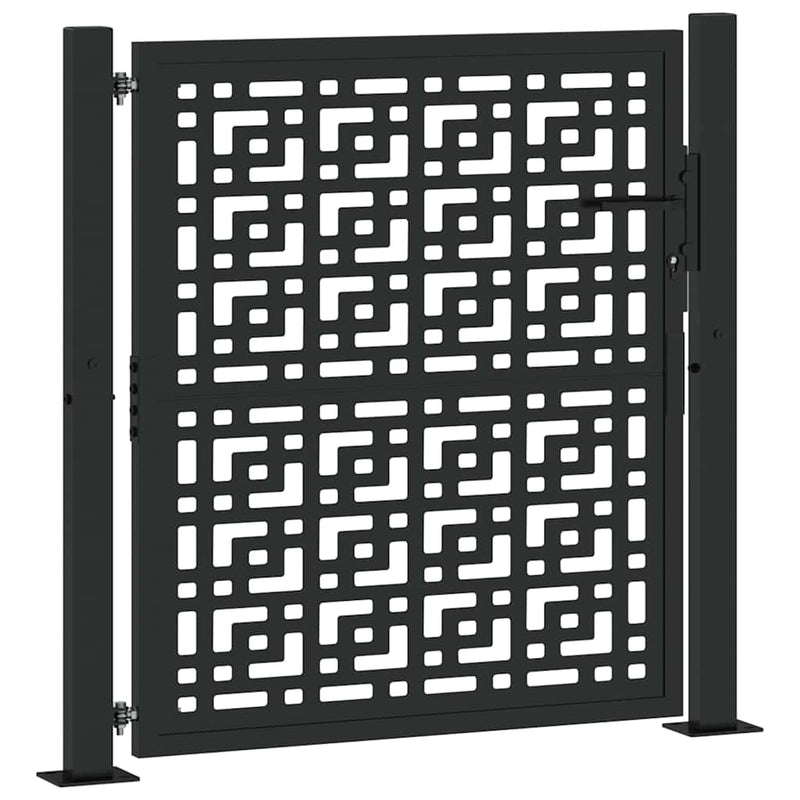 Load image into Gallery viewer, Vidaxl poort met kruisontwerp 100x100 cm staal zwart
