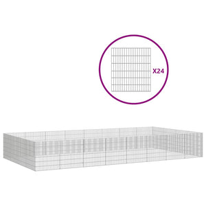 Vidaxl dierenverblijf 24 panelen 54x60 cm gegalvaniseerd ijzer