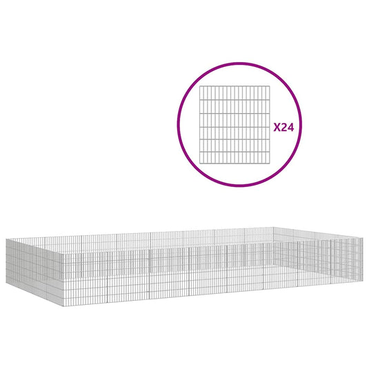VidaXL Dierenverblijf 24 panelen 54x60 cm gegalvaniseerd ijzer