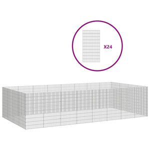 Vidaxl dierenverblijf 24 panelen 54x100 cm gegalvaniseerd ijzer