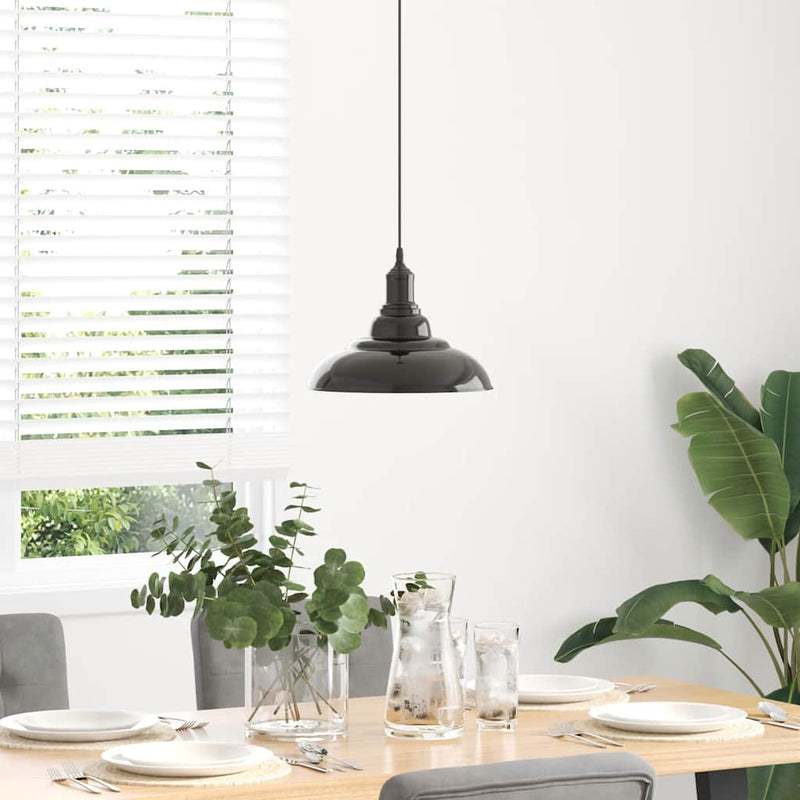 Load image into Gallery viewer, Vidaxl hanglamp in hoogte verstelbaar e27 ø31 cm metaal glanzend zwart
