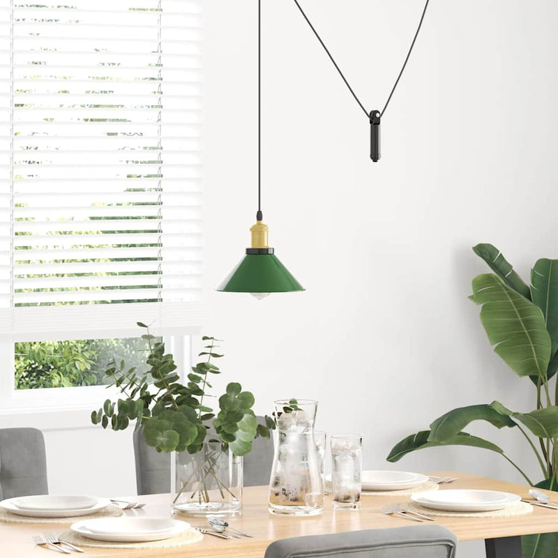 Load image into Gallery viewer, Vidaxl hanglamp in hoogte verstelbaar e27 ø22 cm metaal glanzend groen
