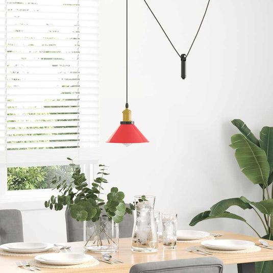 Vidaxl hanglamp in hoogte verstelbaar e27 ø22 cm metaal glanzend rood