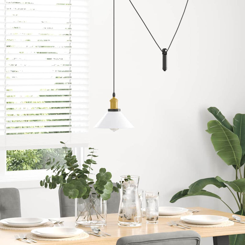 Load image into Gallery viewer, Vidaxl hanglamp in hoogte verstelbaar e27 ø22 cm metaal glanzend wit
