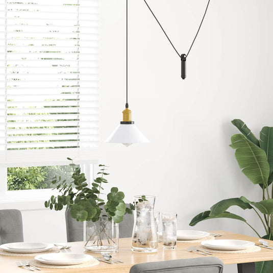 Vidaxl hanglamp in hoogte verstelbaar e27 ø22 cm metaal glanzend wit