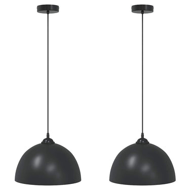 Vidaxl hanglampen 2 st in hoogte verstelbaar e27 30 cm metaal zwart
