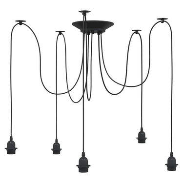 Vidaxl hanglamp met 5 lamphouders e27 metaal zwart