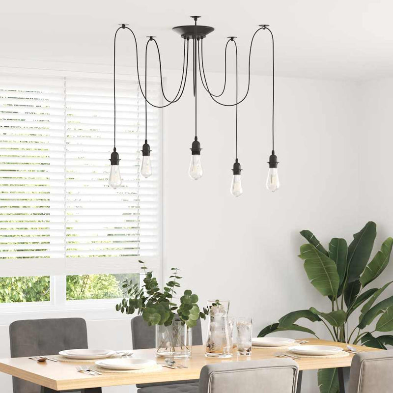 Load image into Gallery viewer, Vidaxl hanglamp met 5 lamphouders e27 metaal zwart
