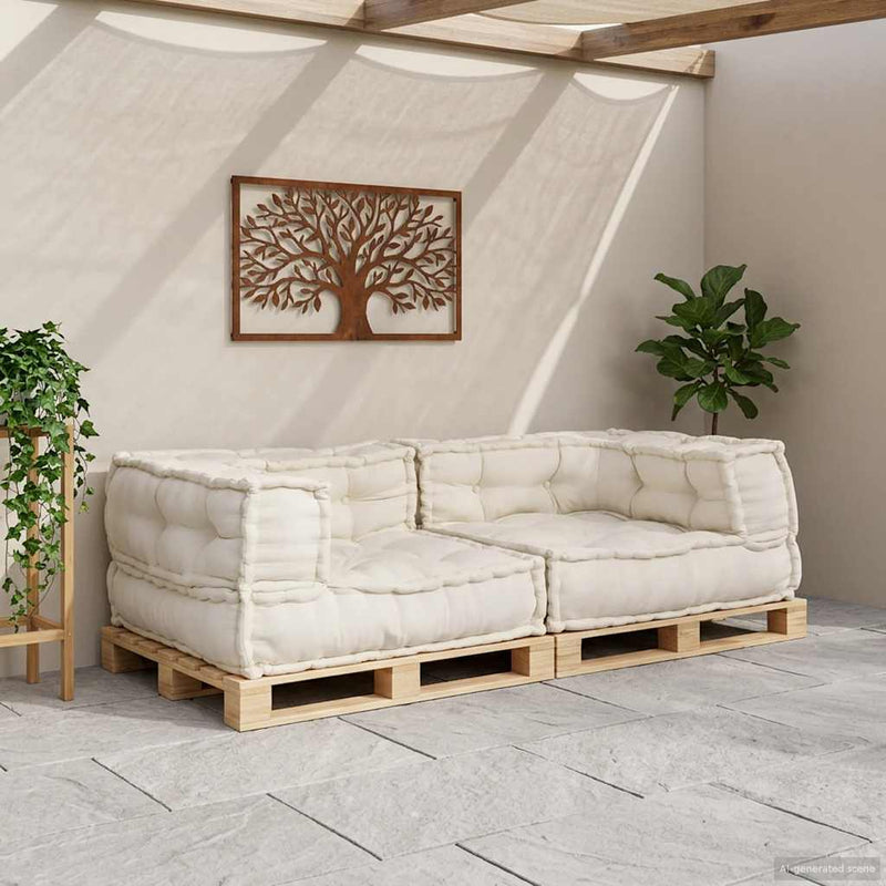 Load image into Gallery viewer, Vidaxl 2-zits modulaire bank 140x70x36 crèmekleurig stof
