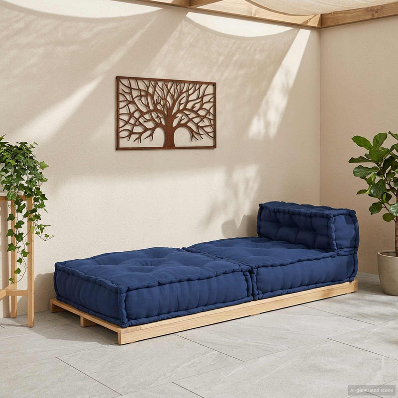 Load image into Gallery viewer, Vidaxl modulair sofabet stof indigo 70 x 70 x 56 cm
