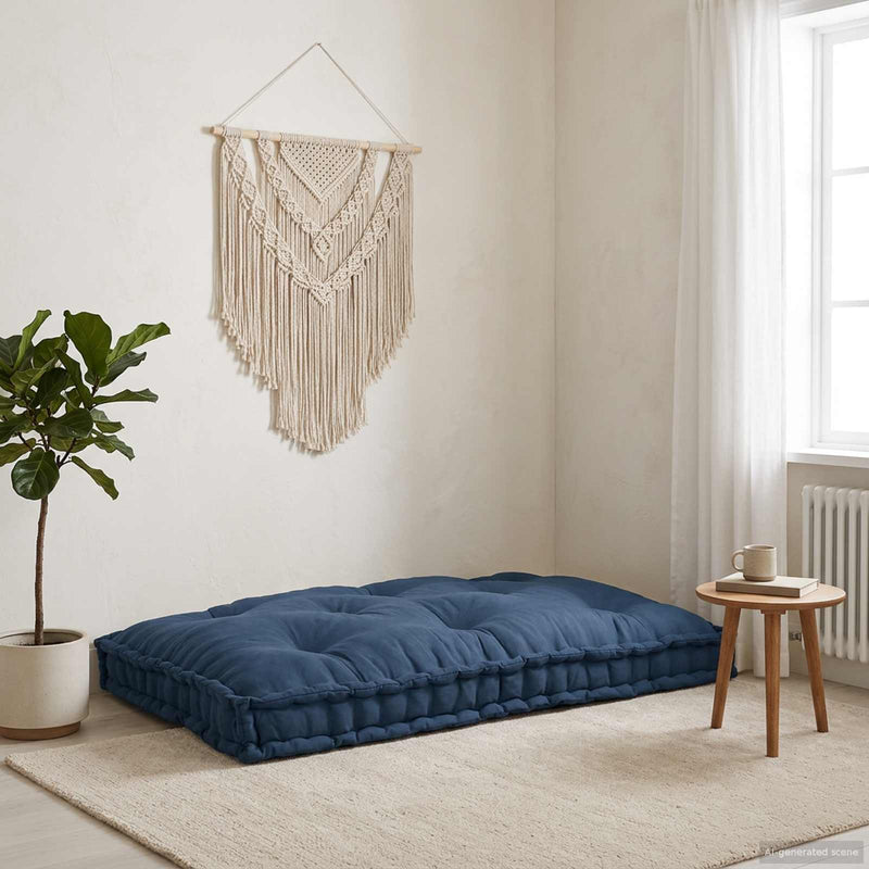 Load image into Gallery viewer, Vidaxl pallet sofa kussen indigo 120 x 80 x 12 cm stof
