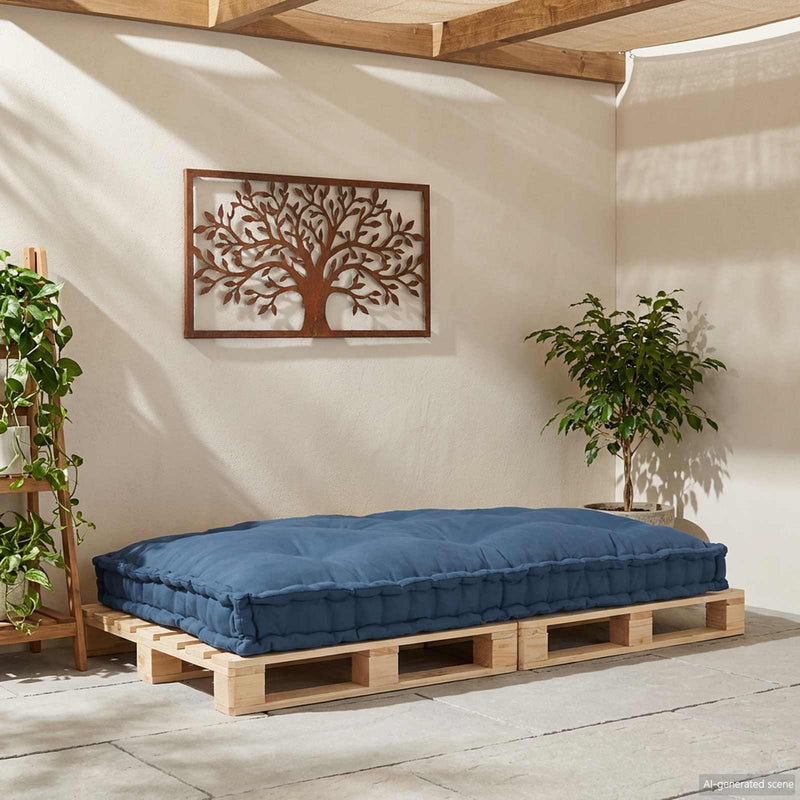 Load image into Gallery viewer, Vidaxl pallet sofa kussen indigo 120 x 80 x 12 cm stof

