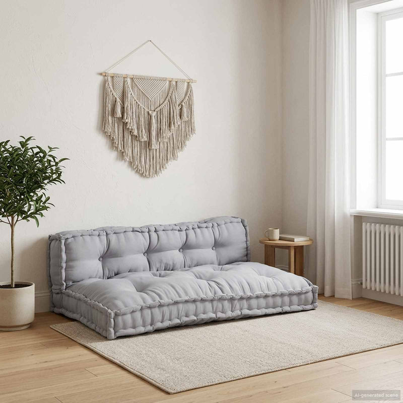 Load image into Gallery viewer, Vidaxl pallet sofa kussen 2 st stof grijs 120 x 80 x 38 cm
