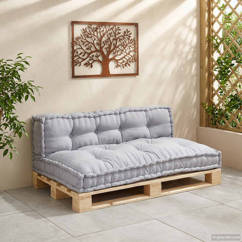 Load image into Gallery viewer, Vidaxl pallet sofa kussen 2 st stof grijs 120 x 80 x 38 cm
