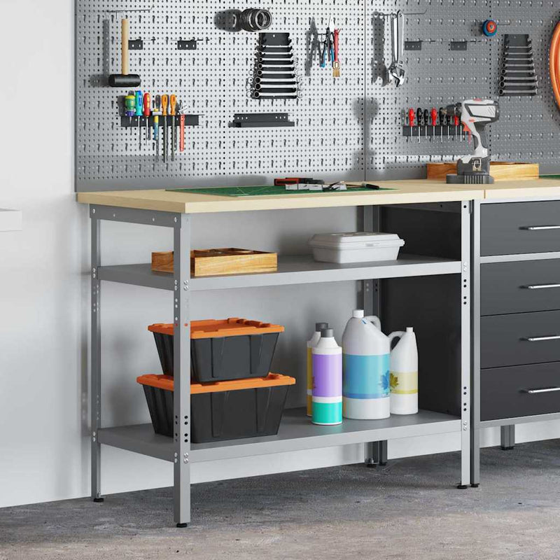 Load image into Gallery viewer, Vidaxl werktafel met plank grijs 100 x 55 x 85 cm gepoedercoat staal
