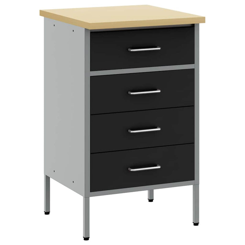 Load image into Gallery viewer, Vidaxl werkbank met lade met opslag zwart en grijs 50 x 55 x 85 cm
