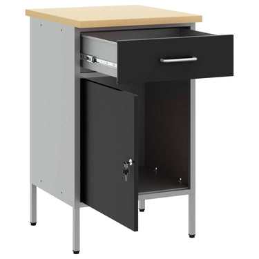 Vidaxl werkbank met lade met opslag zwart en grijs 50 x 55 x 85 cm