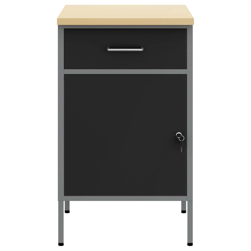 Load image into Gallery viewer, Vidaxl werkbank met lade met opslag zwart en grijs 50 x 55 x 85 cm
