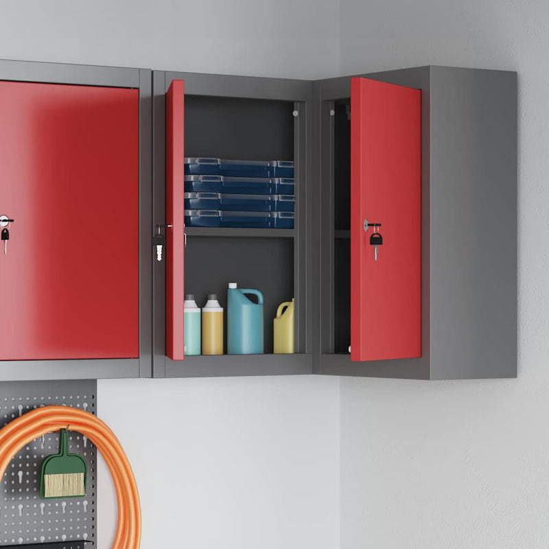 Load image into Gallery viewer, Vidaxl gereedschapskast met plank rood en grijs 55 x 55 x 55 cm
