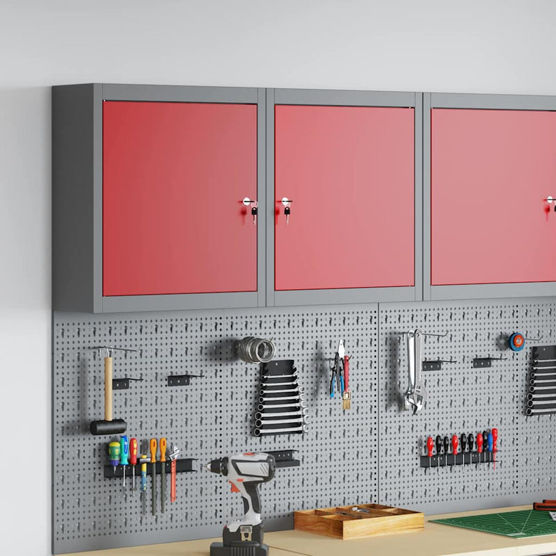 Load image into Gallery viewer, Vidaxl gereedschapskast met plank rood en grijs 50 x 20 x 55 cm
