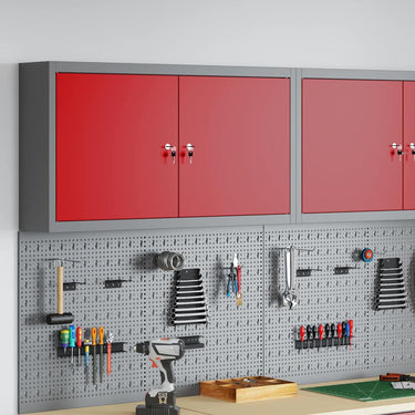 Vidaxl gereedschapskast met plank rood en grijs 50 x 20 x 55 cm