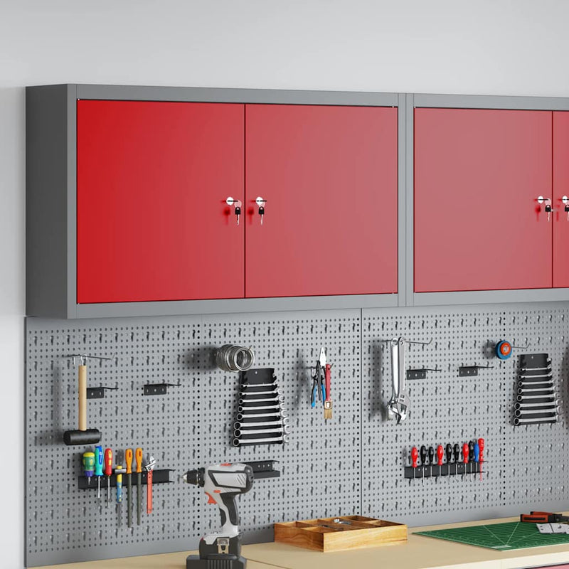 Load image into Gallery viewer, Vidaxl gereedschapskast met plank rood en grijs 50 x 20 x 55 cm
