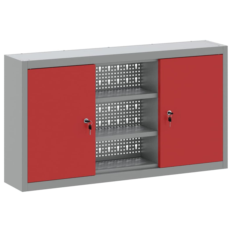 Load image into Gallery viewer, Vidaxl gereedschapskast met plank rood en grijs 50 x 20 x 55 cm

