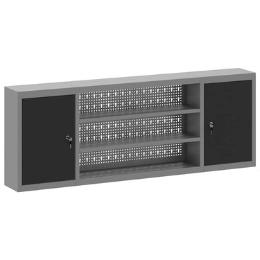 Vidaxl gereedschapskast met plank zwart en grijs 50 x 20 x 55 cm