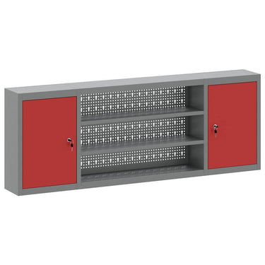 Vidaxl gereedschapskast met plank rood en grijs 50 x 20 x 55 cm