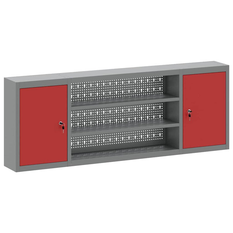 Load image into Gallery viewer, Vidaxl gereedschapskast met plank rood en grijs 50 x 20 x 55 cm
