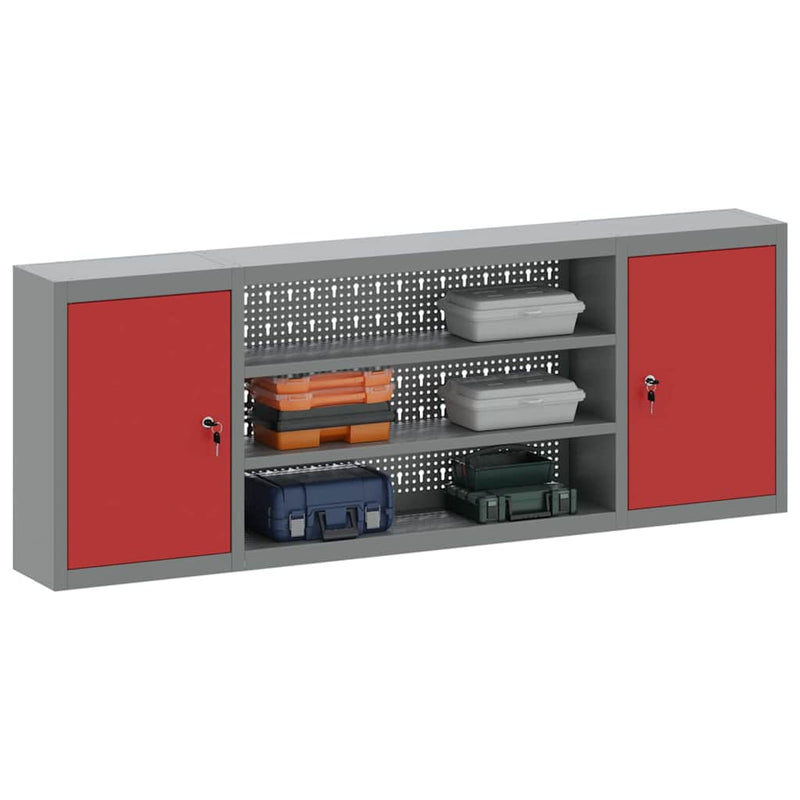 Load image into Gallery viewer, Vidaxl gereedschapskast met plank rood en grijs 50 x 20 x 55 cm
