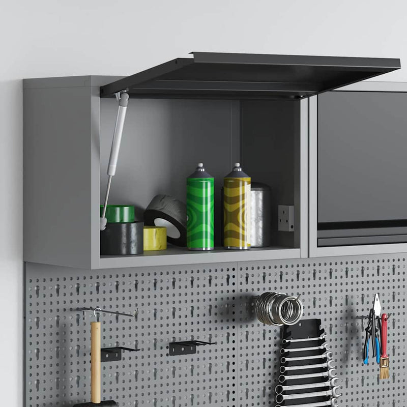 Load image into Gallery viewer, Vidaxl gereedschapskast met opslag zwart en grijs 50 x 25 x 35 cm
