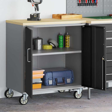 Vidaxl werkbank met plank met wiel zwart en grijs 75 x 45 x 85 cm