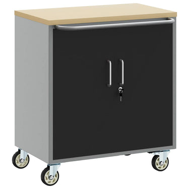 Vidaxl werkbank met plank met wiel zwart en grijs 75 x 45 x 85 cm