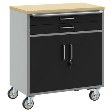Vidaxl werkbank met lade met wiel zwart en grijs 75 x 45 x 85 cm