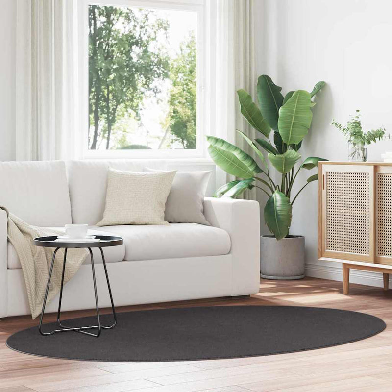 Load image into Gallery viewer, Vidaxl vloerkleden ovaal huarte antraciet 140 x 200 cm 100% polyester
