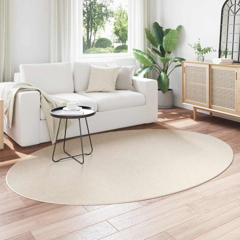 Load image into Gallery viewer, Vidaxl vloerkleden ovaal huarte beige 160 x 230 cm 100% polyester
