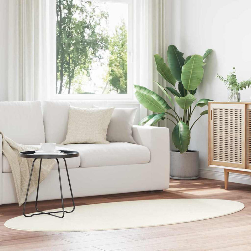 Load image into Gallery viewer, Vidaxl vloerkleden ovaal huarte crème 100 x 200 cm 100% polyester
