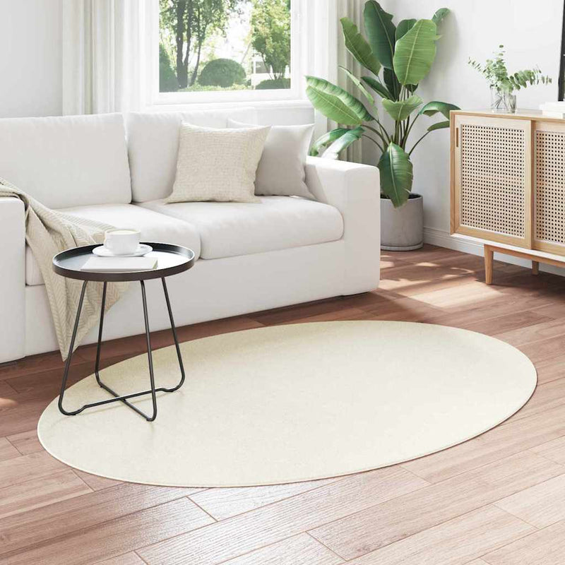 Load image into Gallery viewer, Vidaxl vloerkleden ovaal huarte crème 120 x 170 cm 100% polyester
