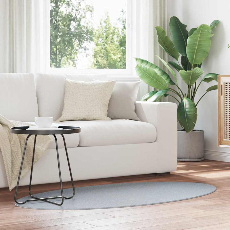 Load image into Gallery viewer, Vidaxl vloerkleden ovaal huarte grijs 80 x 150 cm 100% polyester
