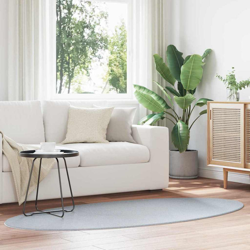 Load image into Gallery viewer, Vidaxl vloerkleden ovaal huarte grijs 100 x 200 cm 100% polyester
