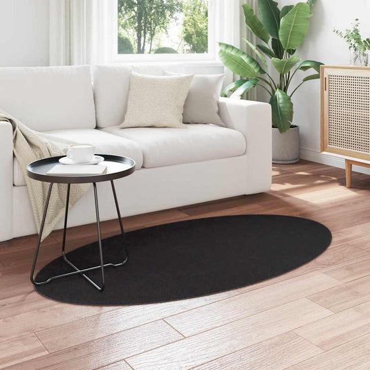 Vidaxl vloerkleden ovaal huarte zwart 80 x 150 cm 100% polyester