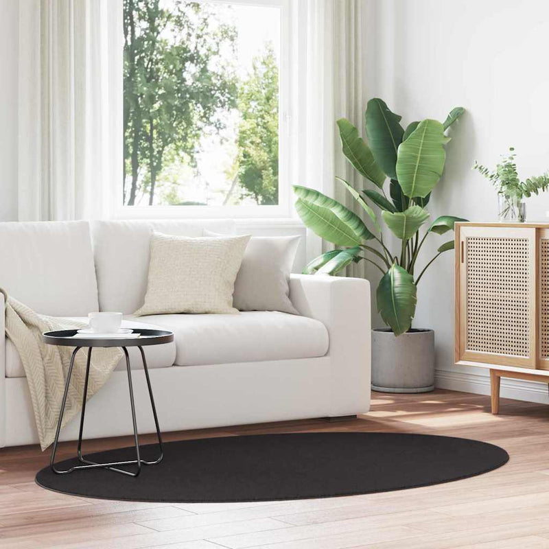 Load image into Gallery viewer, Vidaxl vloerkleden ovaal huarte zwart 100 x 200 cm 100% polyester
